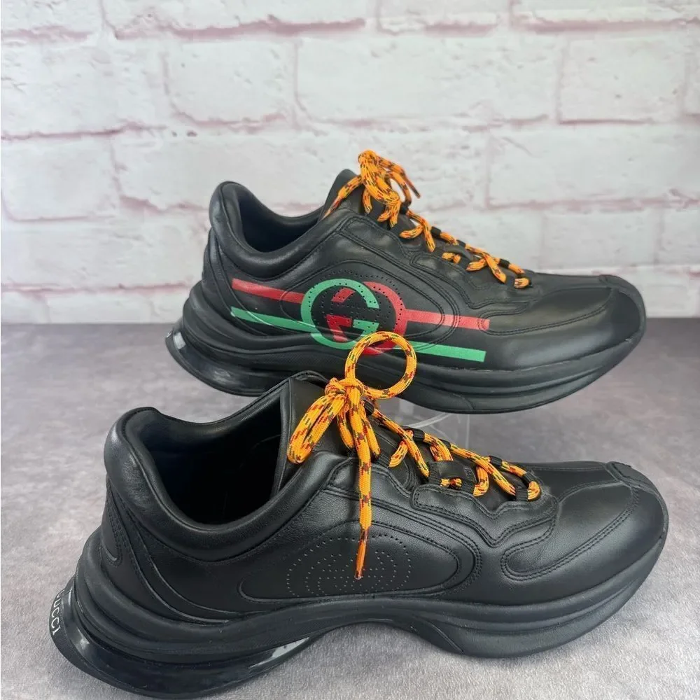 Gucci Men’s Run Leather Black Sneakers 9
